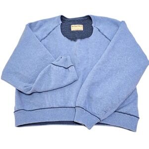 We The Free People Pullover‎ Sweatshirt Raw Hem Relaxed Fit Blue Lagenlook Boho